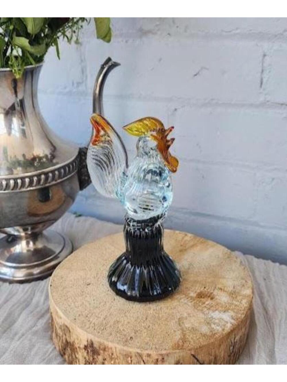 Vintage Murano Style Art Glass Rooster Figurine – Hand Blown